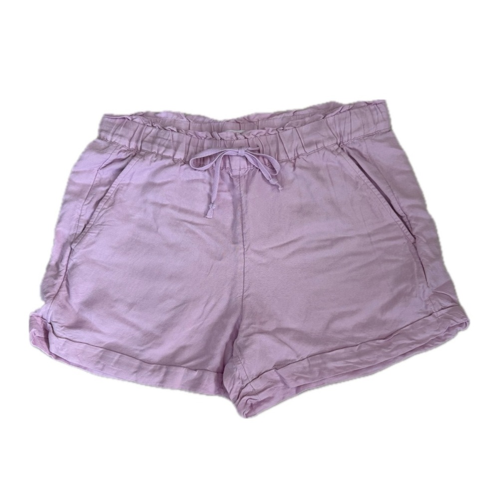 LOFT High Waist Drawstring Linen Blend Light Purple/Pink Shorts - SP